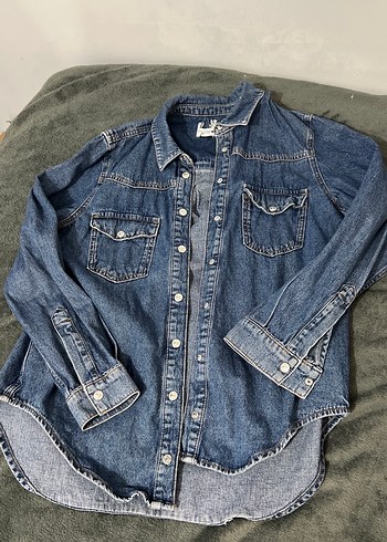 Kadın Lacivert Düğmeli Denim Ceket