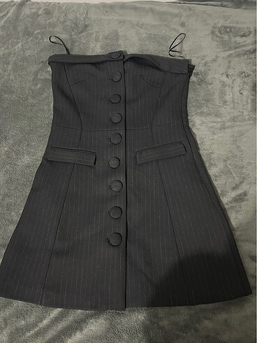 Zara Siyah straplez ceket elbise