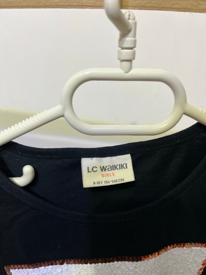 Kız Çocuk Siyah Payetli Uzun Kollu Tişört - Görsel 2