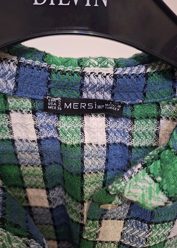 Düğmeli Yeşil Kareli Kadın Gömlek - Görsel 3