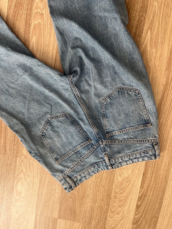 Zara Bohem Tarzı Baskılı Geniş Kesim Mavi Kot - Görsel 5