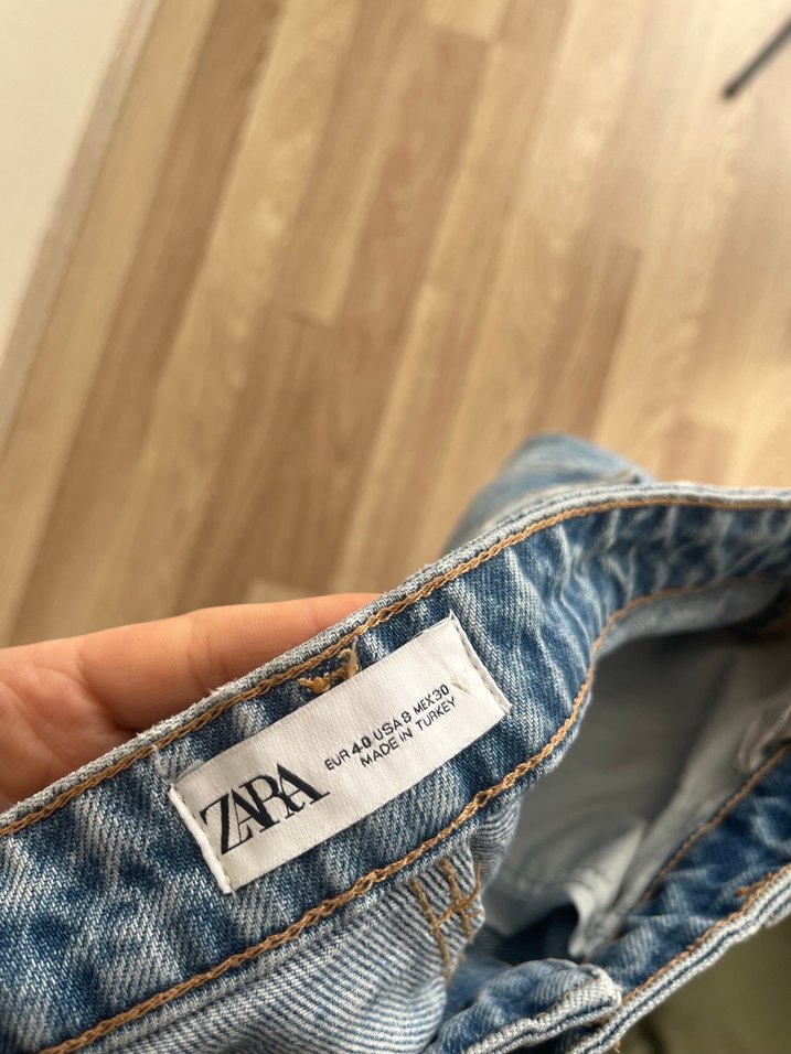 Zara Bohem Tarzı Baskılı Geniş Kesim Mavi Kot - Görsel 2