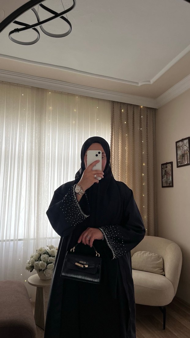 Nakış Detaylı Siyah abaya - Görsel 2