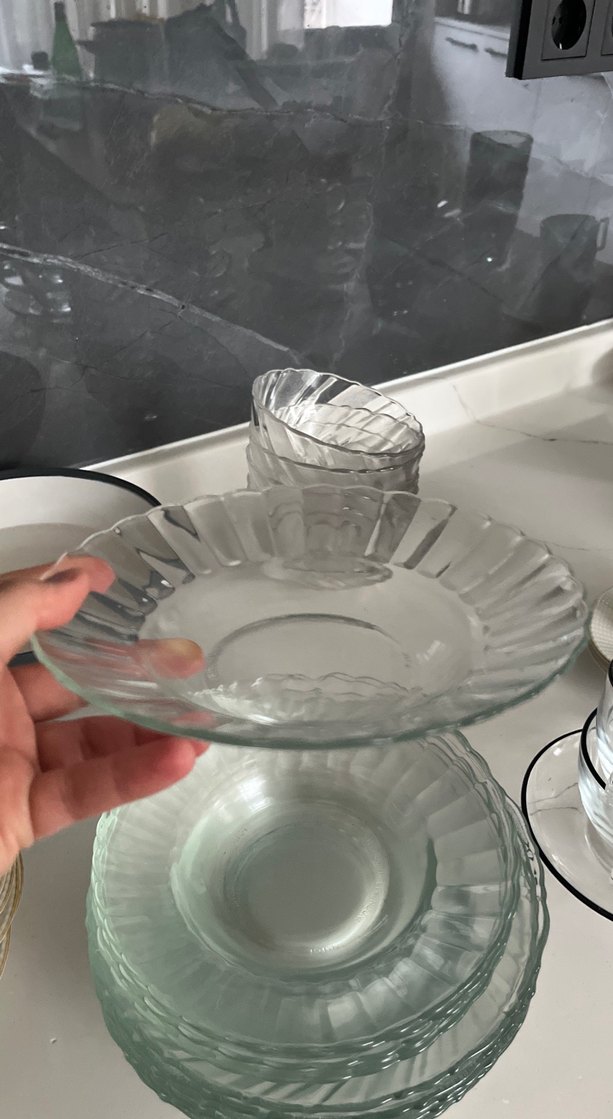 12 lı cam tabak seti - Görsel 2