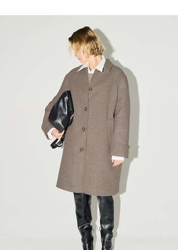 Düğmeli Kahverengi Kaban - Görsel 2