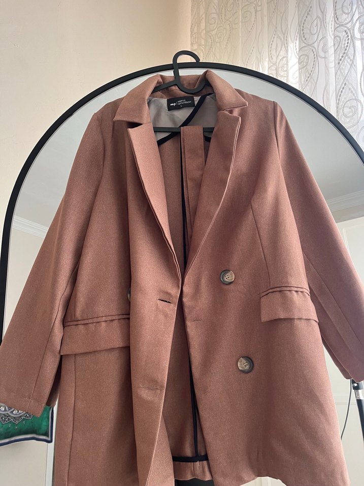 Camel Rengi Midi Süet Kemerli Kadın Kaban - Görsel 4