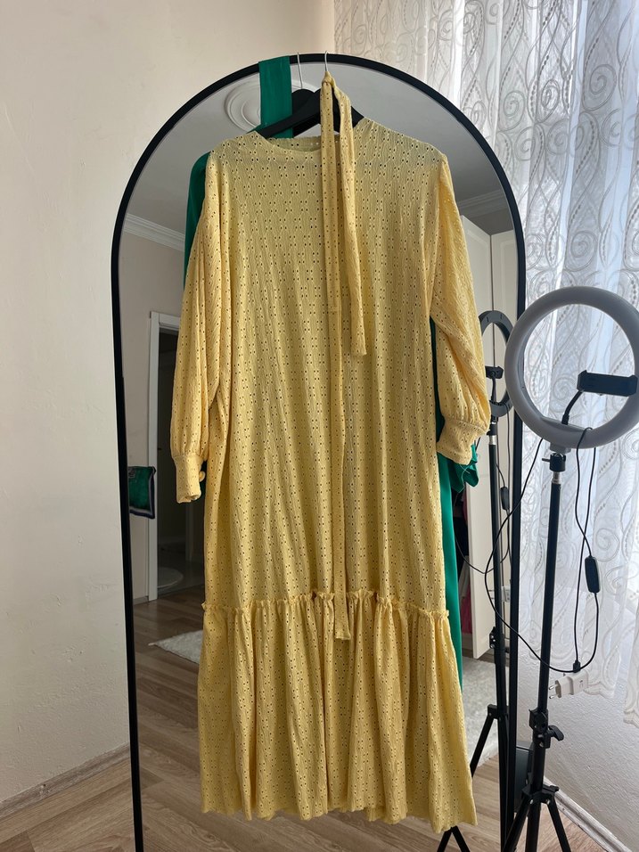 Sarı Bohem Uzun Salaş Elbise - Görsel 2