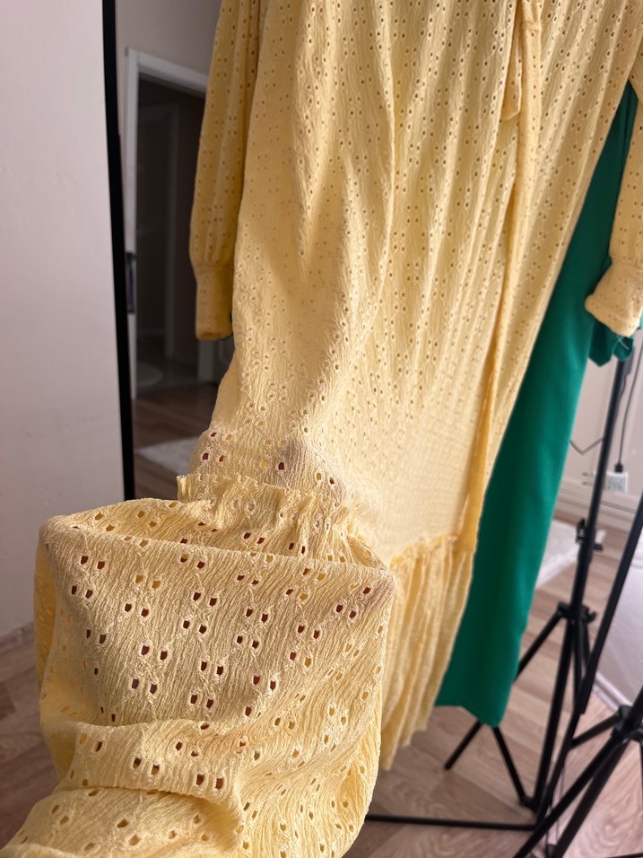 Sarı Bohem Uzun Salaş Elbise - Görsel 5