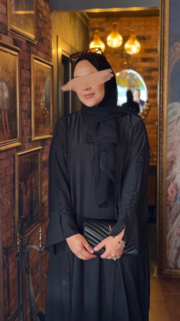 Siyah Desenli Uzun Kollu Geniş Kesim Elbise abaya #abaya - Görsel 2