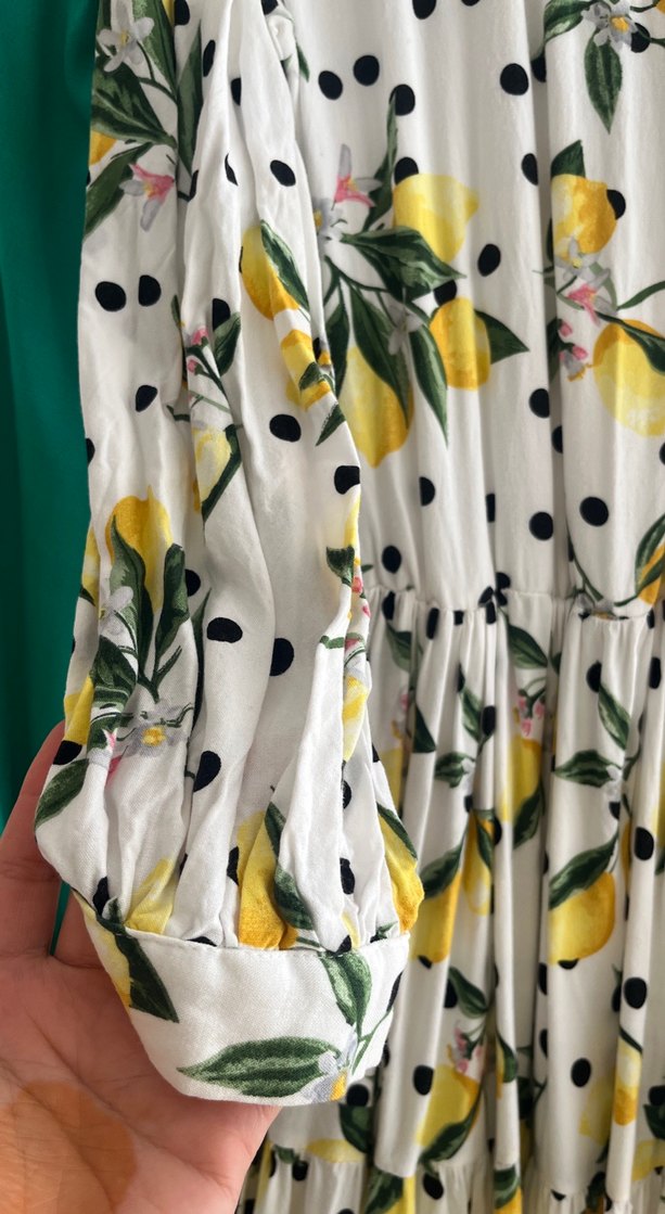 Sarı limon Vintage Uzun Elbise - Görsel 4