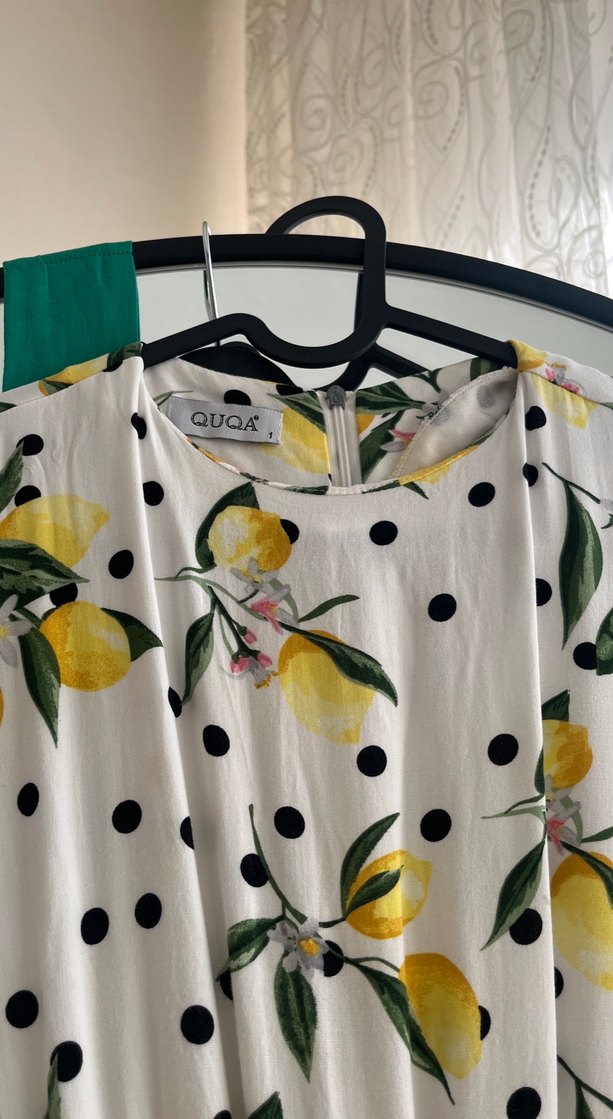 Sarı limon Vintage Uzun Elbise - Görsel 3