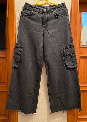 LC Waikiki Koyu Gri Yikamali Kargo Denim Pantolon