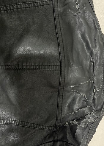 Oxxo Kadın Siyah Deri Biker Mont - Görsel 5