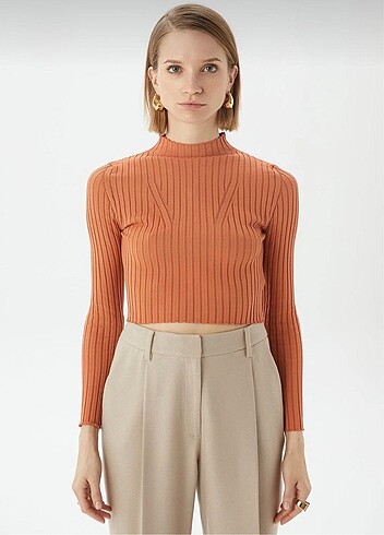 xs Beden turuncu Renk Rue Crop Triko
