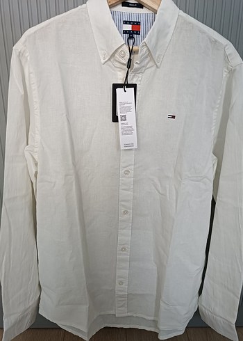 Erkek Beyaz Keten Uzun Kollu Gömlek - Görsel 3
