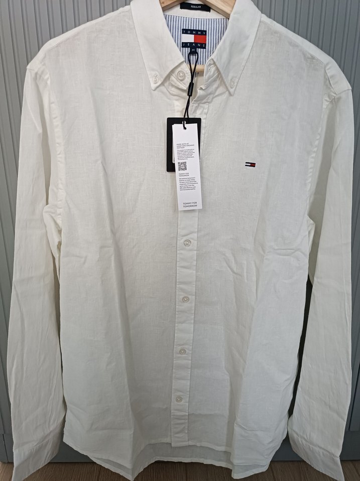 Erkek Beyaz Keten Uzun Kollu Gömlek - Görsel 3