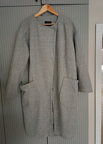 Pruva Marka-Gri Oversize Kadın Kaban-L Beden - Görsel 2