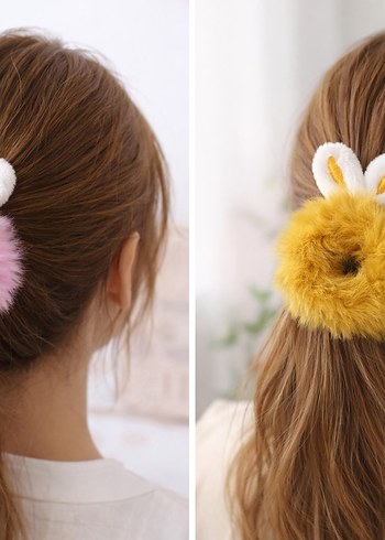Peluş Bunny Kulaklıklı Lastik Toka - Görsel 2
