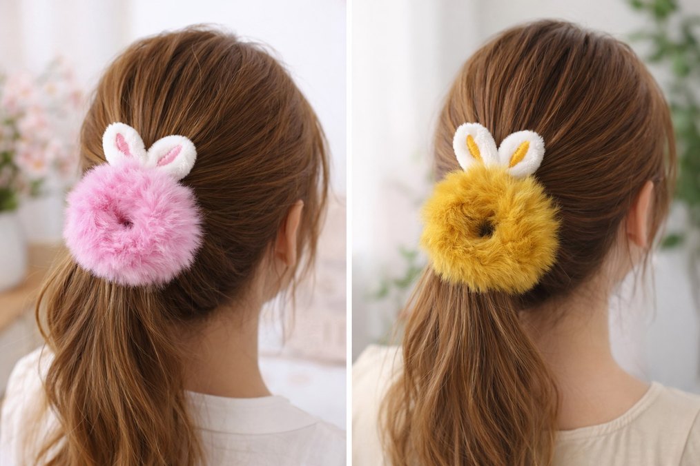 Peluş Bunny Kulaklıklı Lastik Toka - Görsel 2