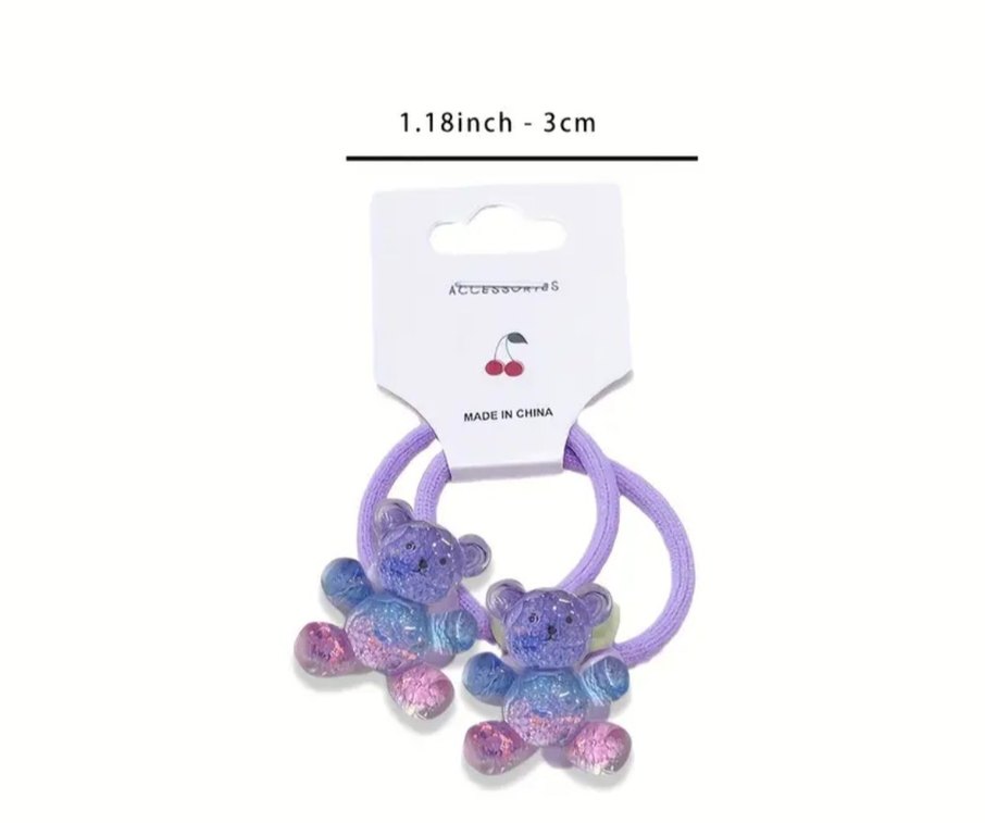 Renkli Ayıcık Figürlü Elastik Saç Tokaları - Görsel 3