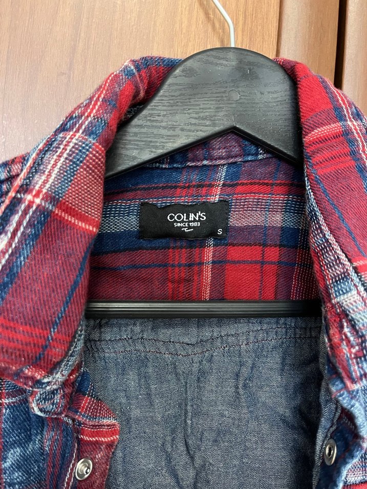 Düğmeli Kırmızı Batik Denim Gömlek - Görsel 2