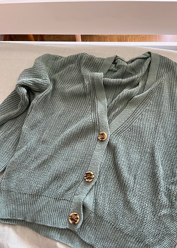 Mint yeşili Düğmeli Kadın Triko Hırka - Görsel 2