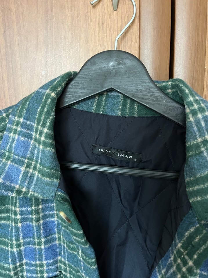 Düğmeli Koyu Yeşil Ekose Kadın Ceket Gömlek - Görsel 2