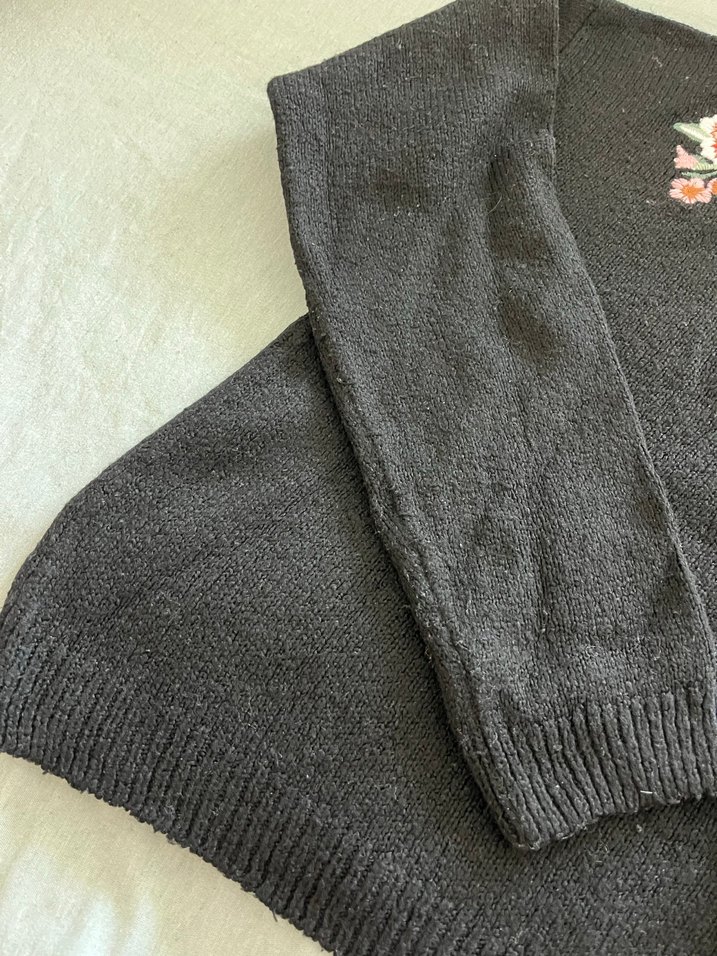 Nakışlı Siyah Kadın Triko Kazak - Görsel 2