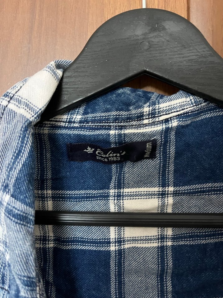 Düğmeli Uzun Kollu Mavi Kot Gömlek - Görsel 4