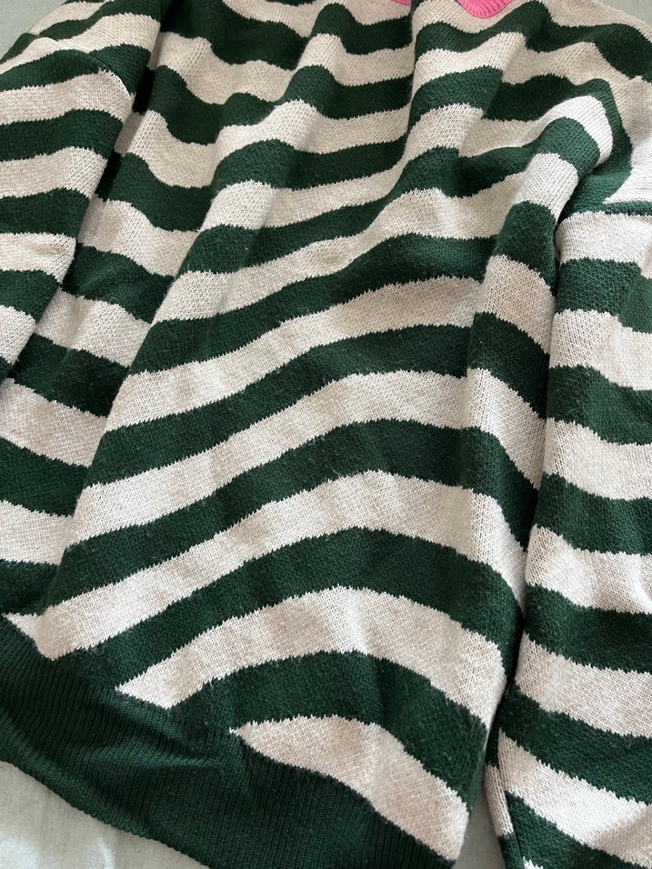 Pembe Yakalı Zebra Desenli Kadın Kazak - Görsel 4