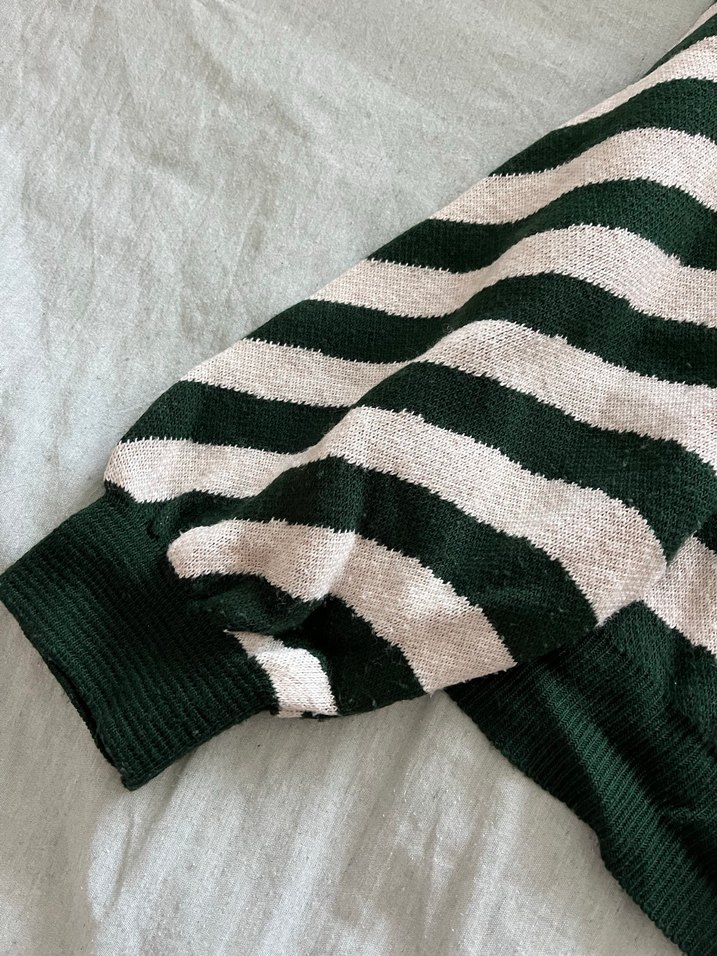 Pembe Yakalı Zebra Desenli Kadın Kazak - Görsel 3