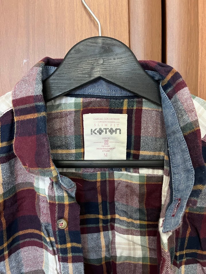 Bordo Kareli Pamuklu Kadın Gömlek - Görsel 2