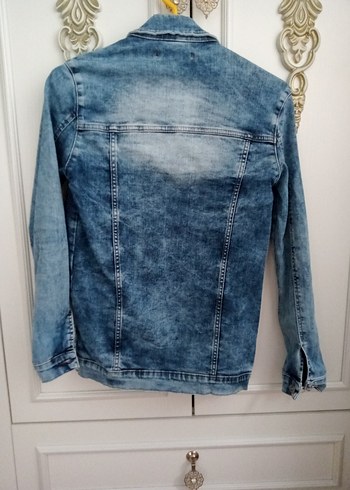 s Beden Düğmeli Mavi Kadın Denim Ceket