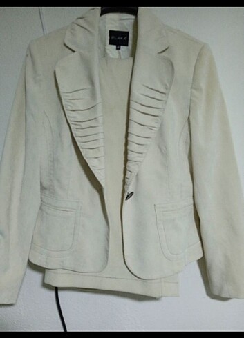 Kadife diz altı etek ceket takım - Görsel 3