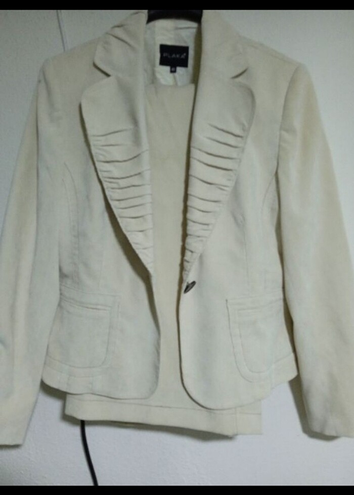 Kadife diz altı etek ceket takım - Görsel 3