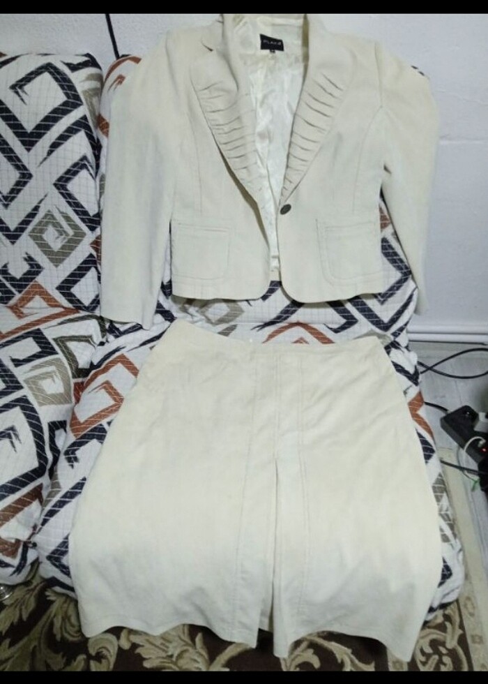 Kadife diz altı etek ceket takım - Görsel 4