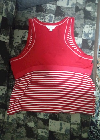 Kırmızı Çizgili Kadın Atlet - Görsel 5