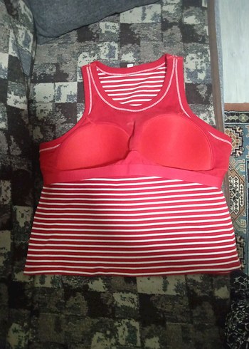 Kırmızı Çizgili Kadın Atlet - Görsel 4