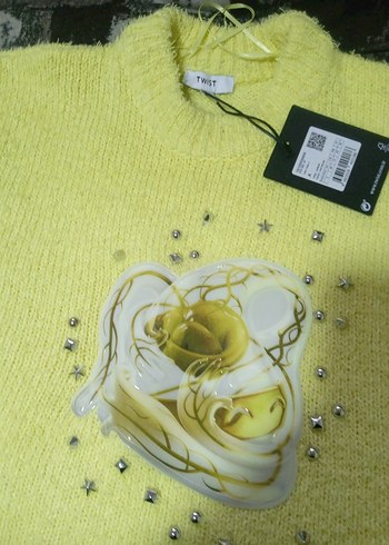 Sarı Örgü Kadın Kazak - Görsel 4