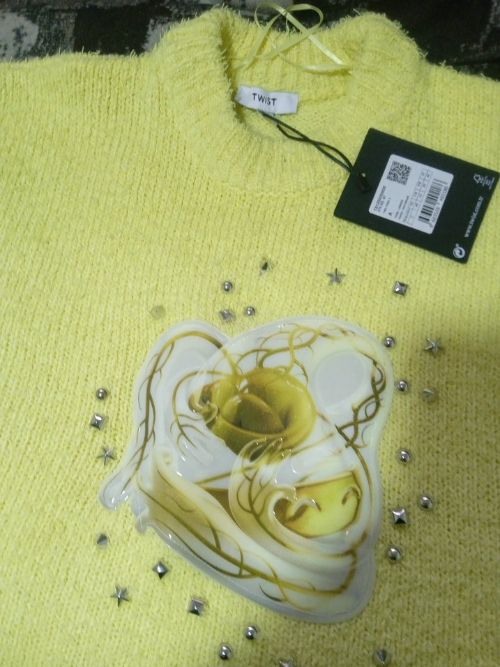 Sarı Örgü Kadın Kazak - Görsel 4