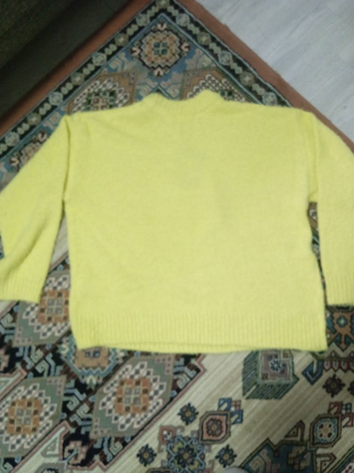 Sarı Örgü Kadın Kazak - Görsel 2