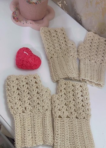 Örgü Yarım Parmak Kadın Eldiven AÇIKLAMAYI OKUYUN - Görsel 8