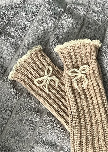 Örgü Yarım Parmak Kadın Eldiven AÇIKLAMAYI OKUYUN - Görsel 2