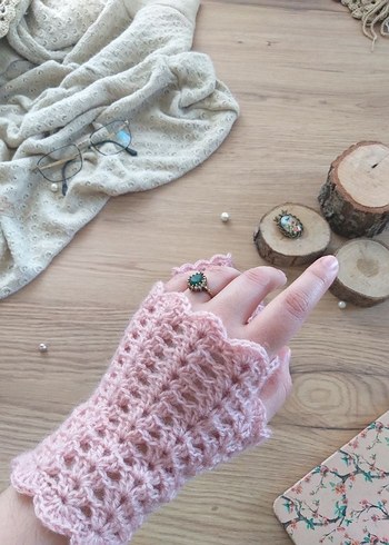 Örgü Yarım Parmak Kadın Eldiven AÇIKLAMAYI OKUYUN - Görsel 5