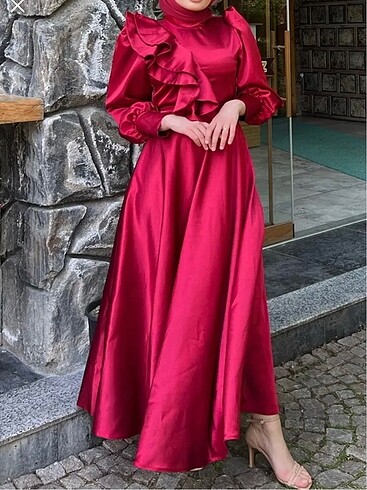 xl Beden bordo Renk Elbise