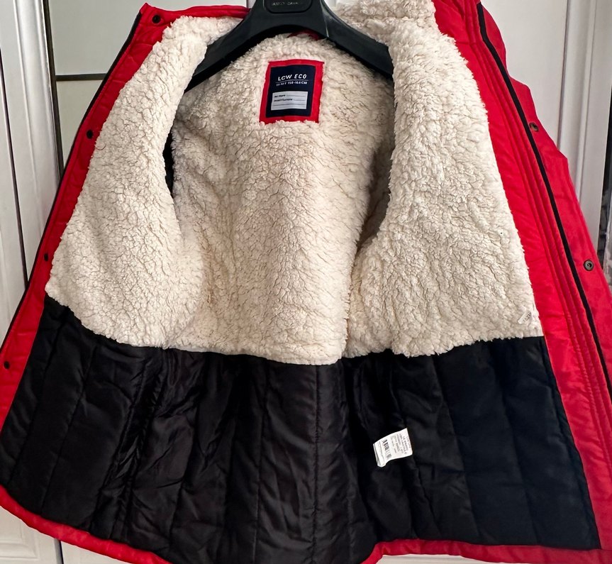 Kadın Kırmızı Uzun Düğmeli Streetwear Mont Bedeni 13 14 Yaştır. - Görsel 2