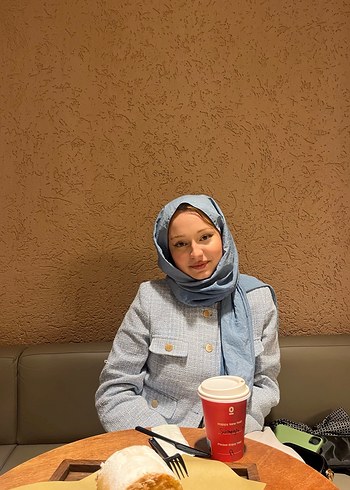 bebe mavisi ceket, Dökümlü Sentetik Kumaş - Görsel 2