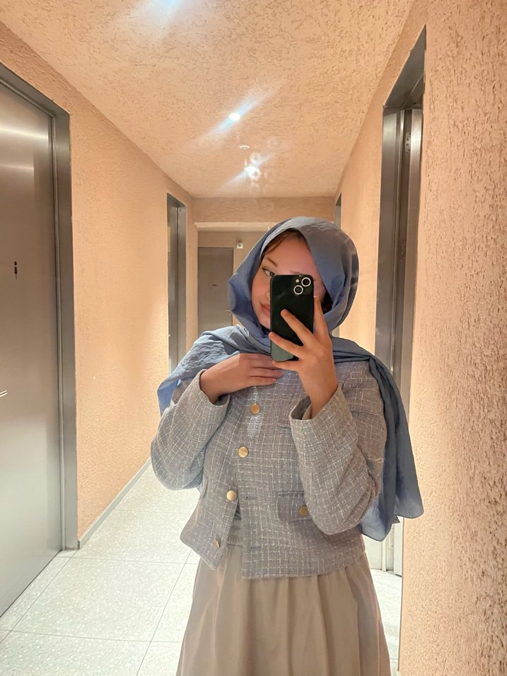 bebe mavisi ceket, Dökümlü Sentetik Kumaş - Görsel 3