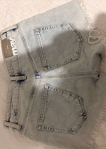Düğmeli Gri Mavi Mini Denim Şort - Görsel 3