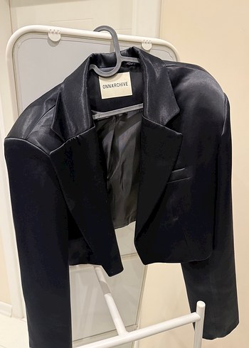 Kadın Siyah saten Mini Blazer